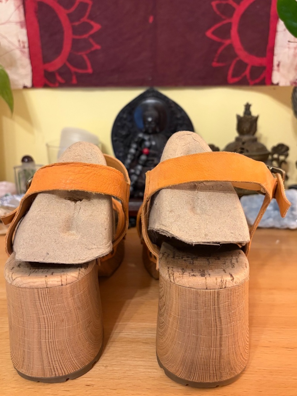 Kork Ease Tia Orange Woven Leather Block Heel Platform Sandals Size 9 M Boho - Picture 4 of 11